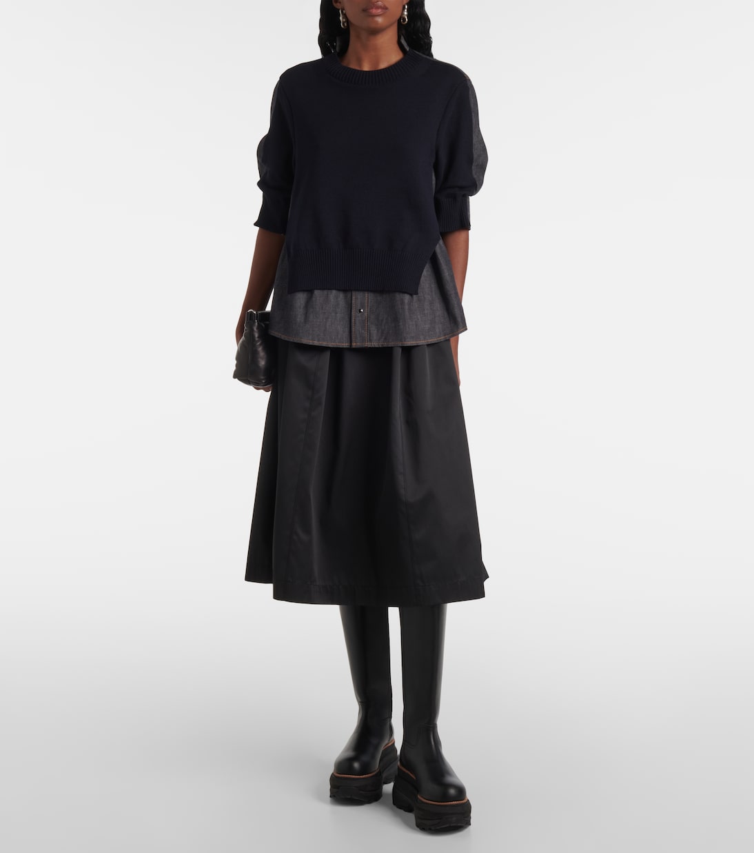 Pull en denim et coton mélangé | Sacai