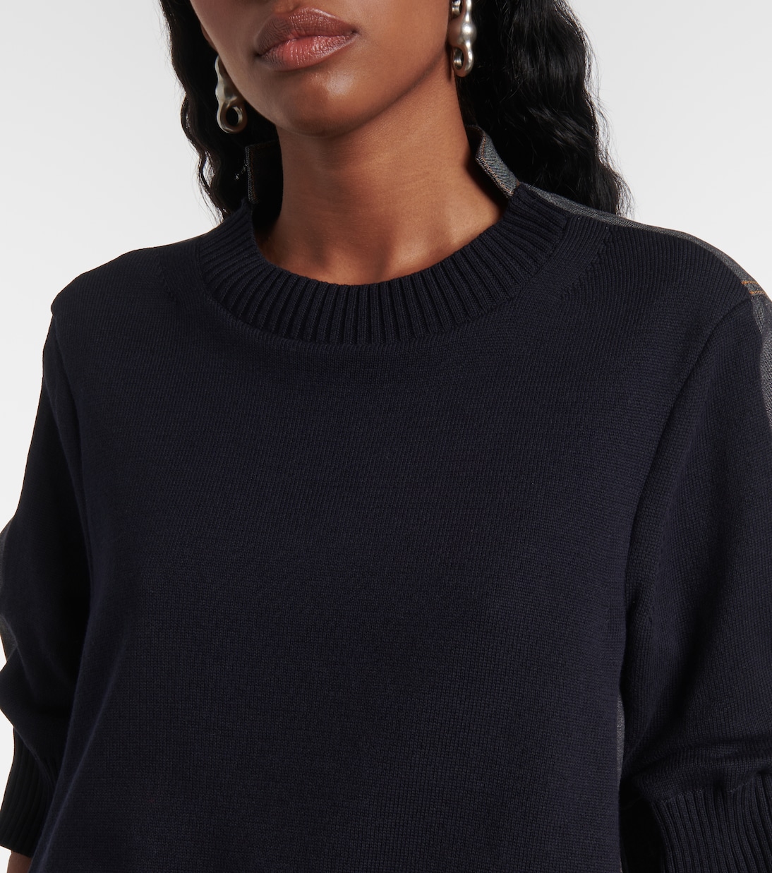 Pull en denim et coton mélangé | Sacai