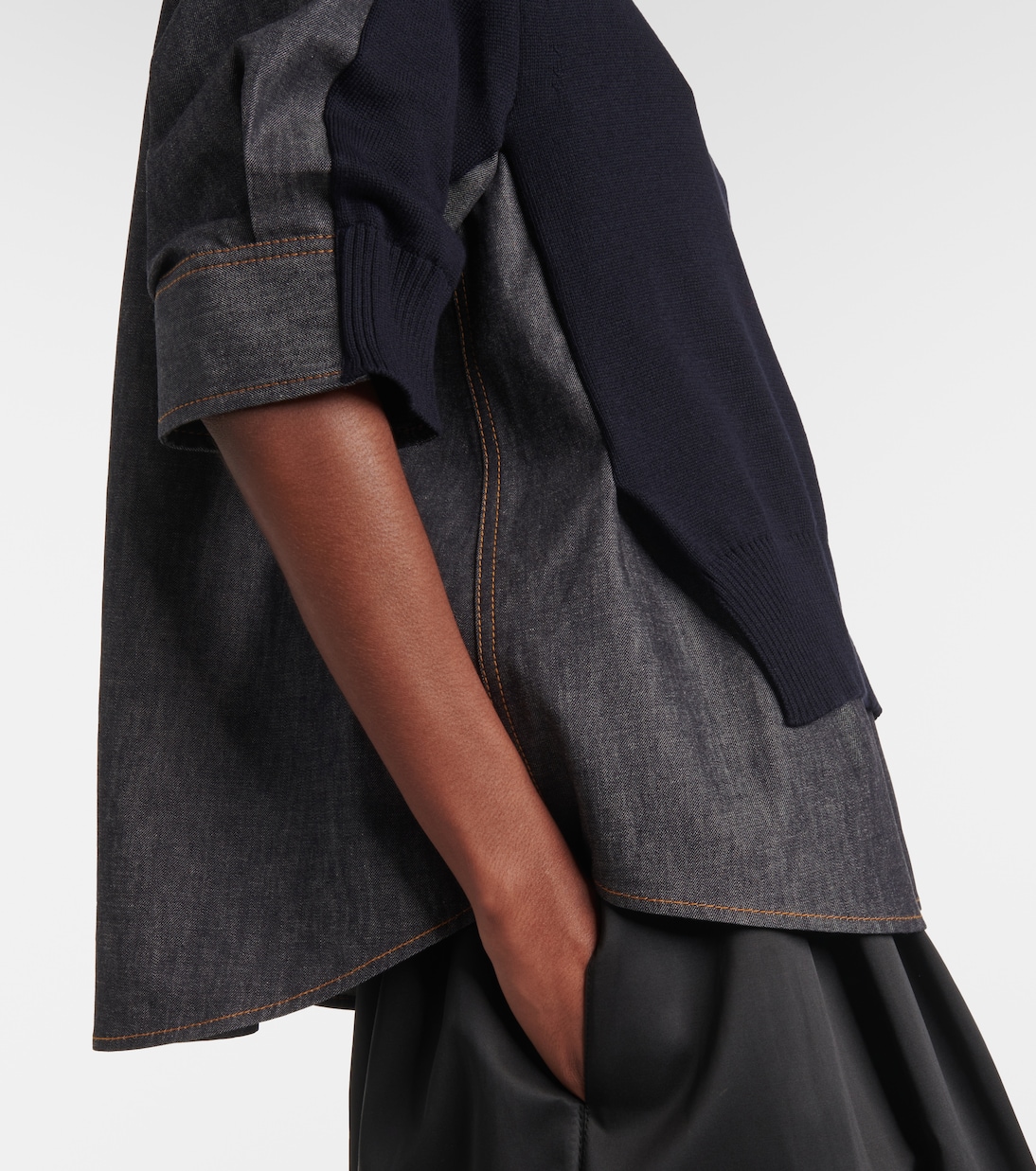 Pull en denim et coton mélangé | Sacai