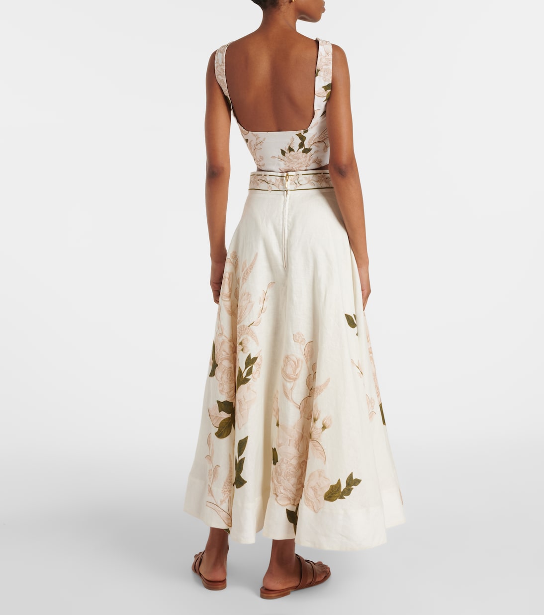 Falda midi Bergamota Gardenia de lino | Agua by Agua Bendita