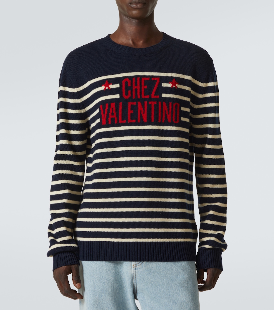 Chez Valentino striped jacquard wool sweater | Valentino