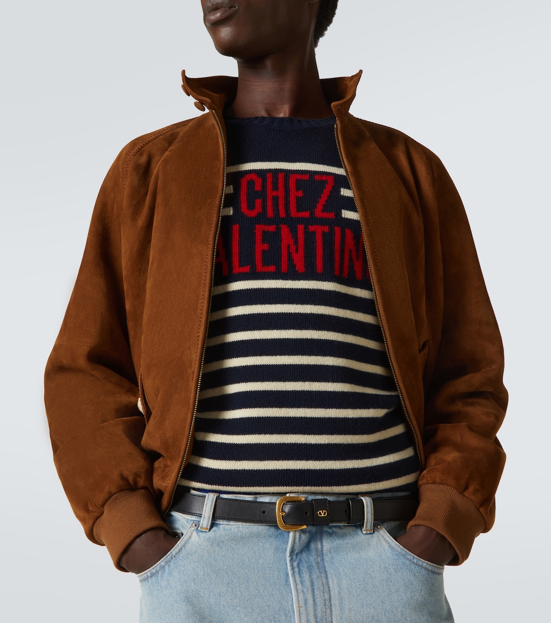 Chez Valentino striped jacquard wool sweater | Valentino