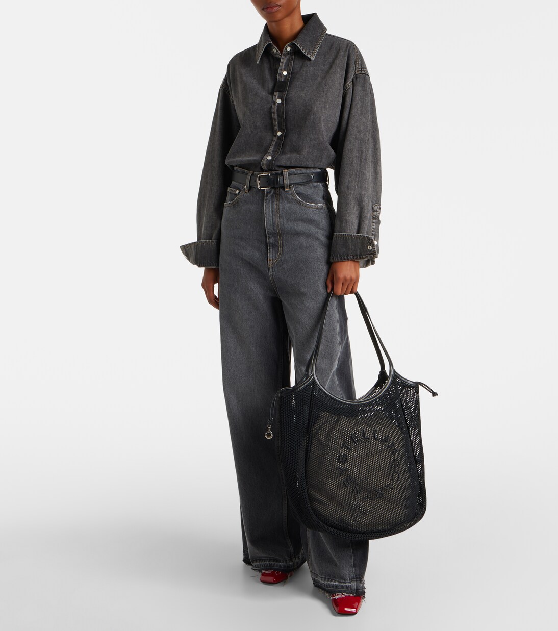 Logo mesh and canvas tote bag | Stella McCartney