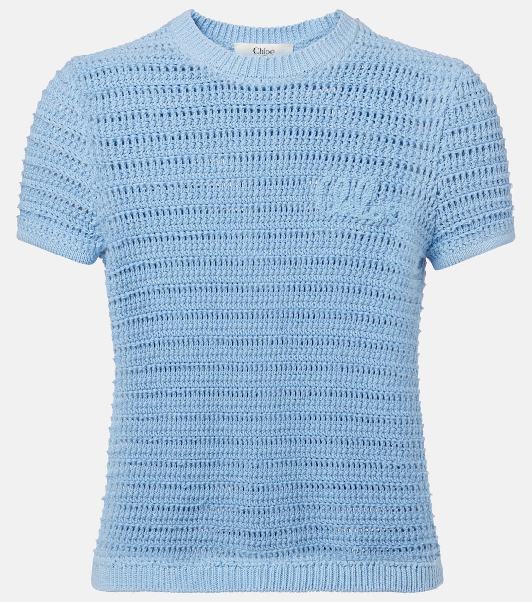 Camiseta de croché de algodón bordada | Chloé