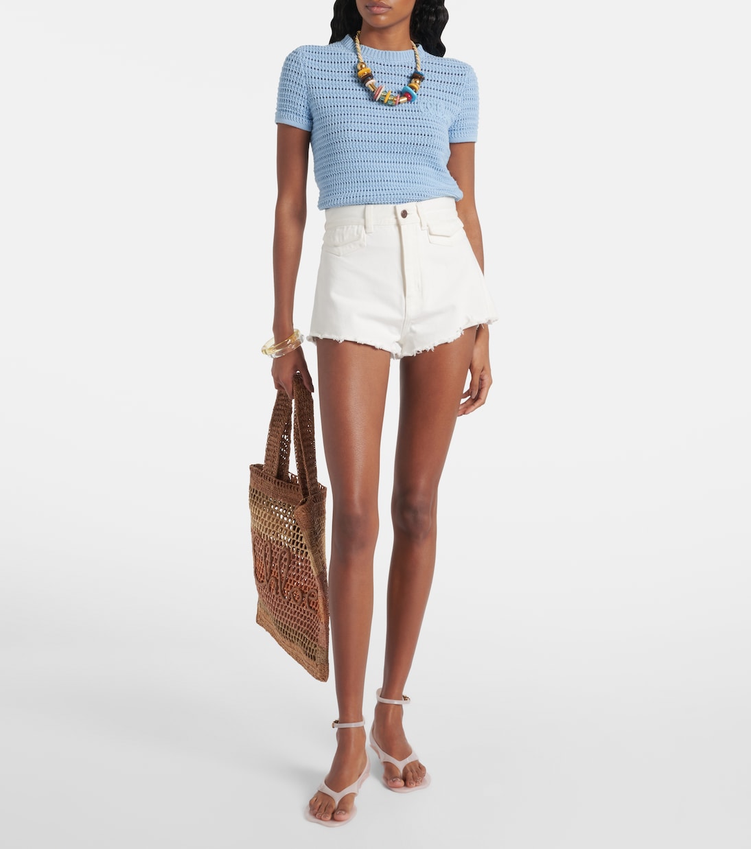 Camiseta de croché de algodón bordada | Chloé