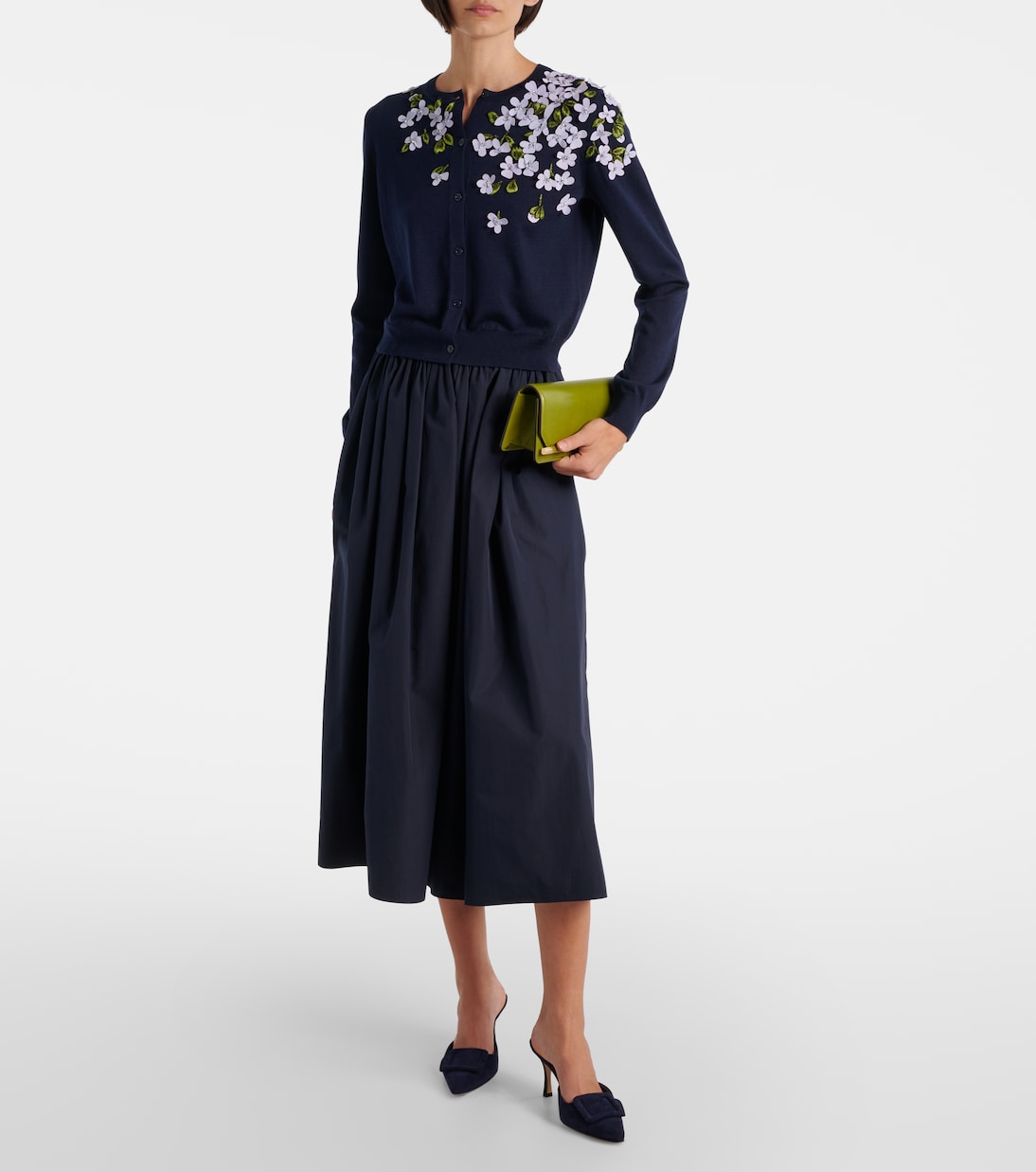 Cardigan brodé en soie et coton | Carolina Herrera