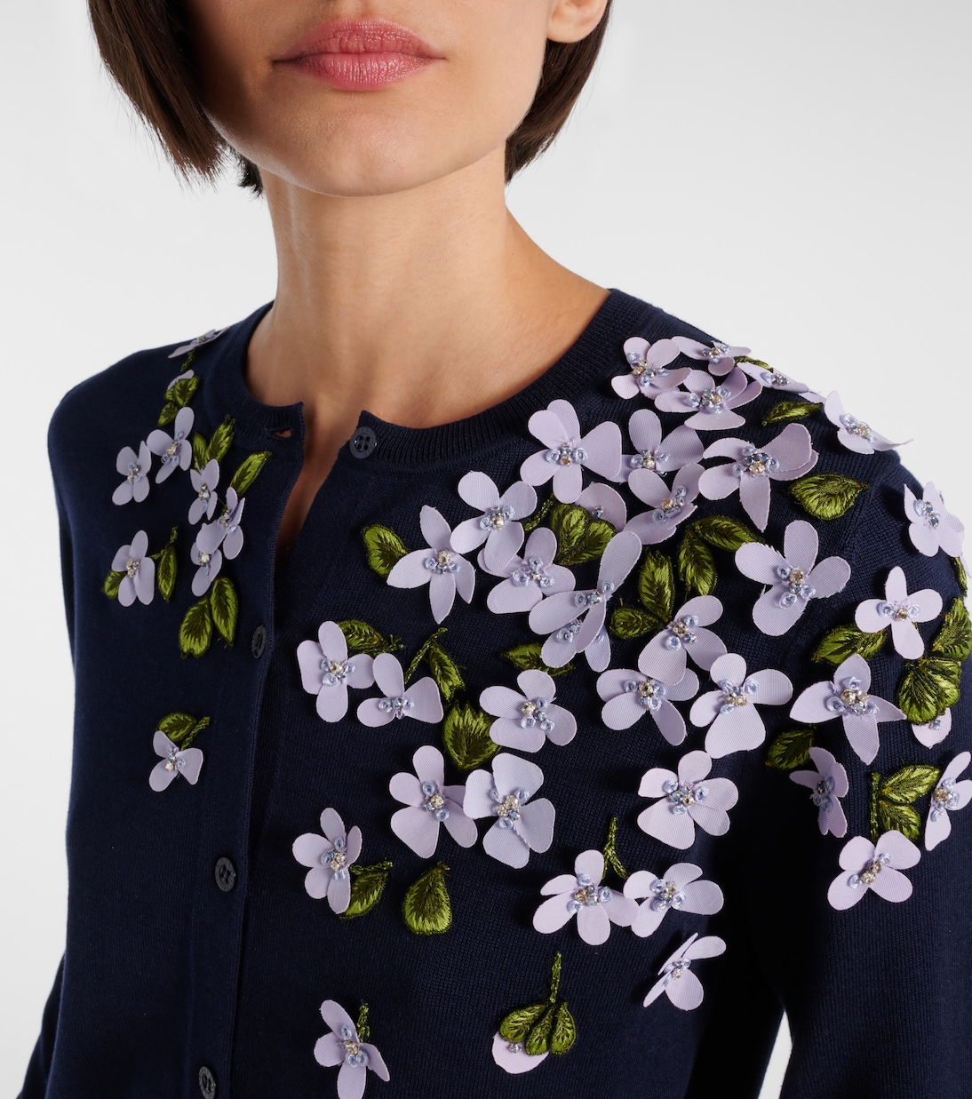 Cardigan brodé en soie et coton | Carolina Herrera