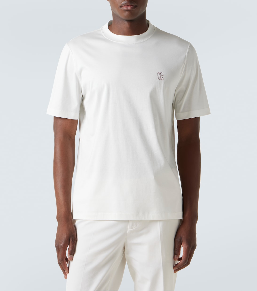 T-shirt in jersey di cotone con logo | Brunello Cucinelli