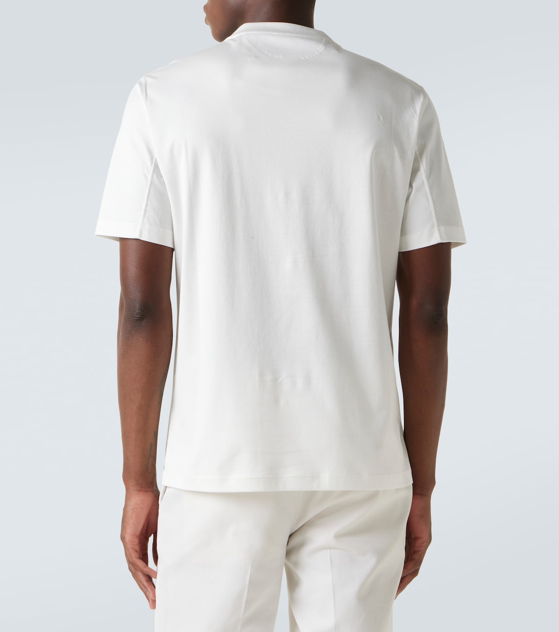 T-shirt in jersey di cotone con logo | Brunello Cucinelli