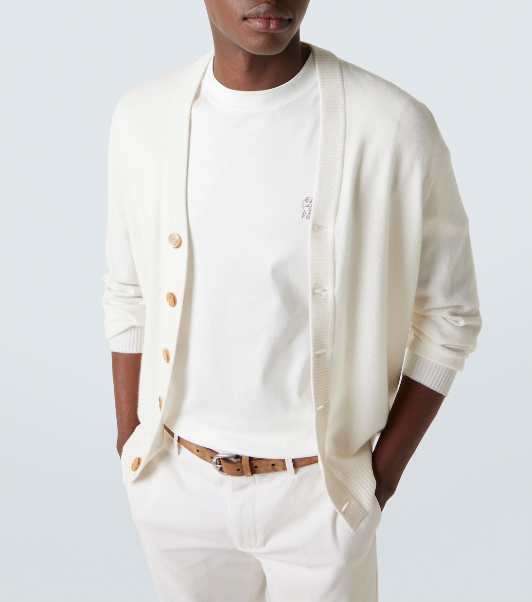 T-shirt in jersey di cotone con logo | Brunello Cucinelli