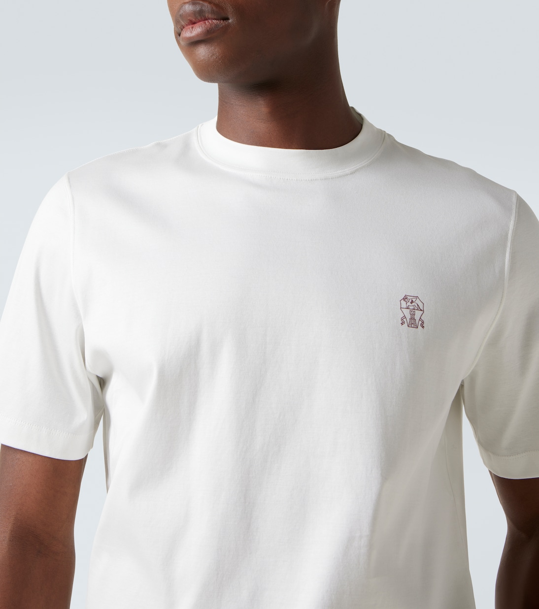 T-shirt in jersey di cotone con logo | Brunello Cucinelli