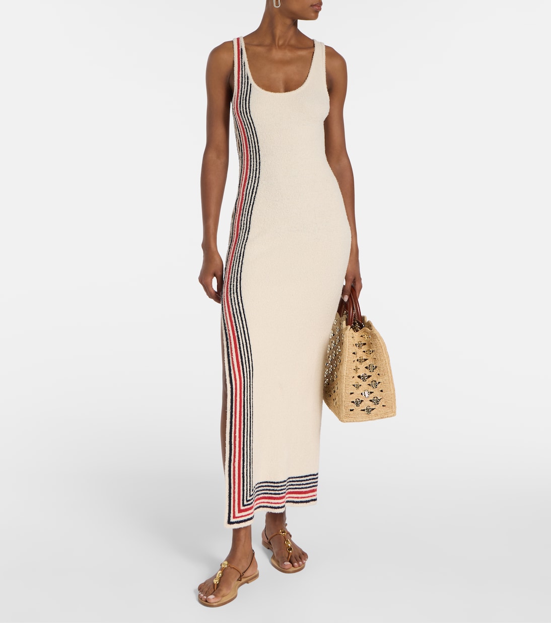 Vestido midi de rizo en mezcla de algodón | Rabanne