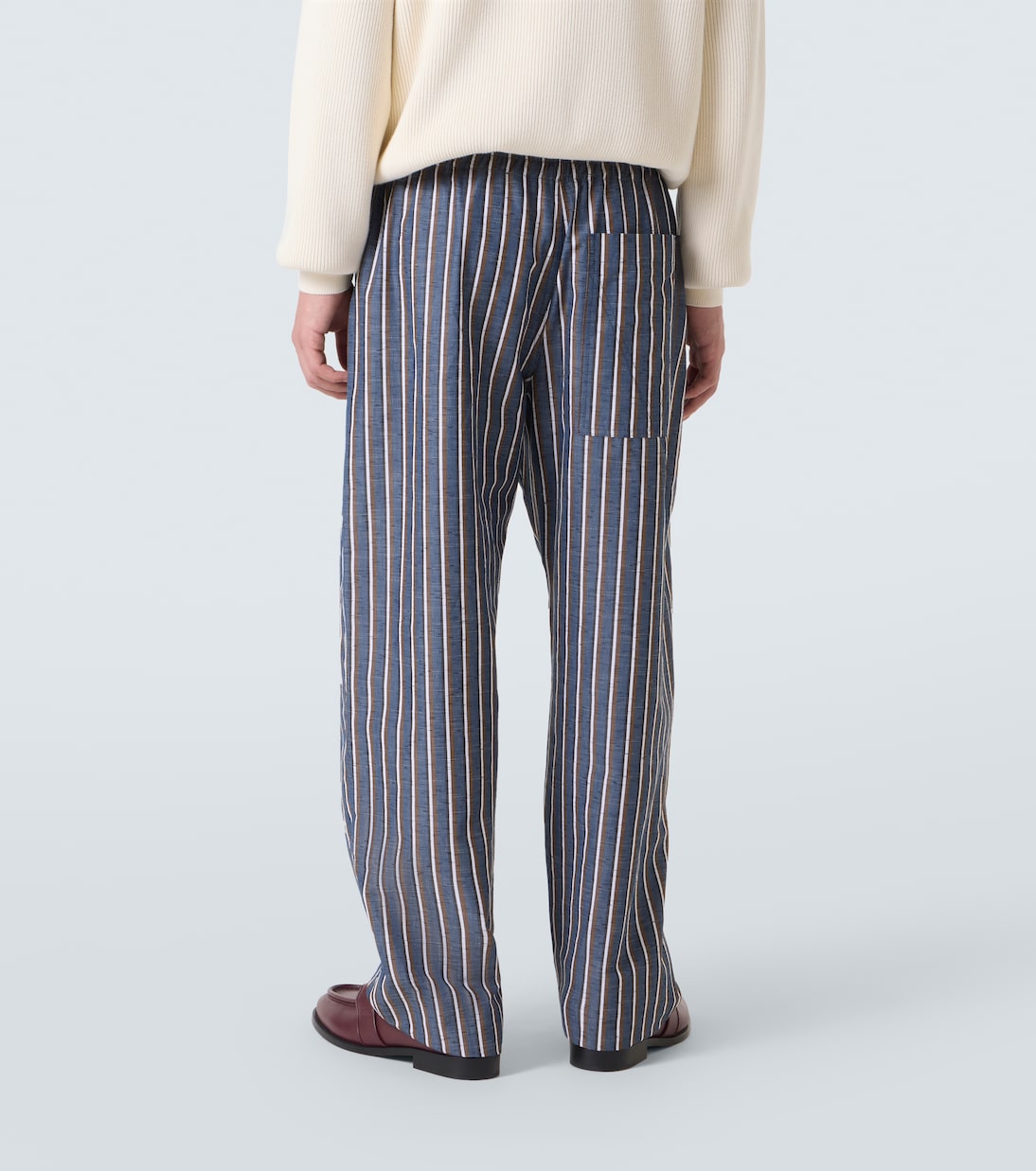 Striped cotton-blend wide-leg pants | Bottega Veneta