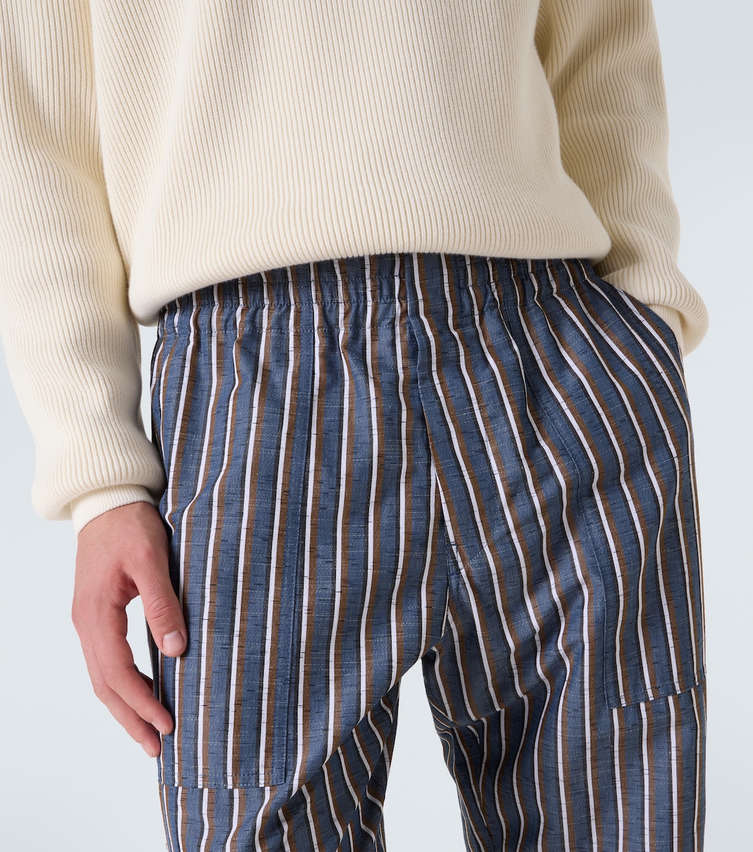 Striped cotton-blend wide-leg pants | Bottega Veneta