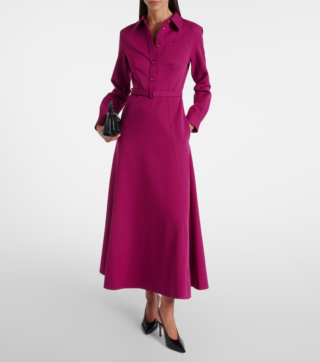 Vestido camisero de crepé con cinturón | Roland Mouret