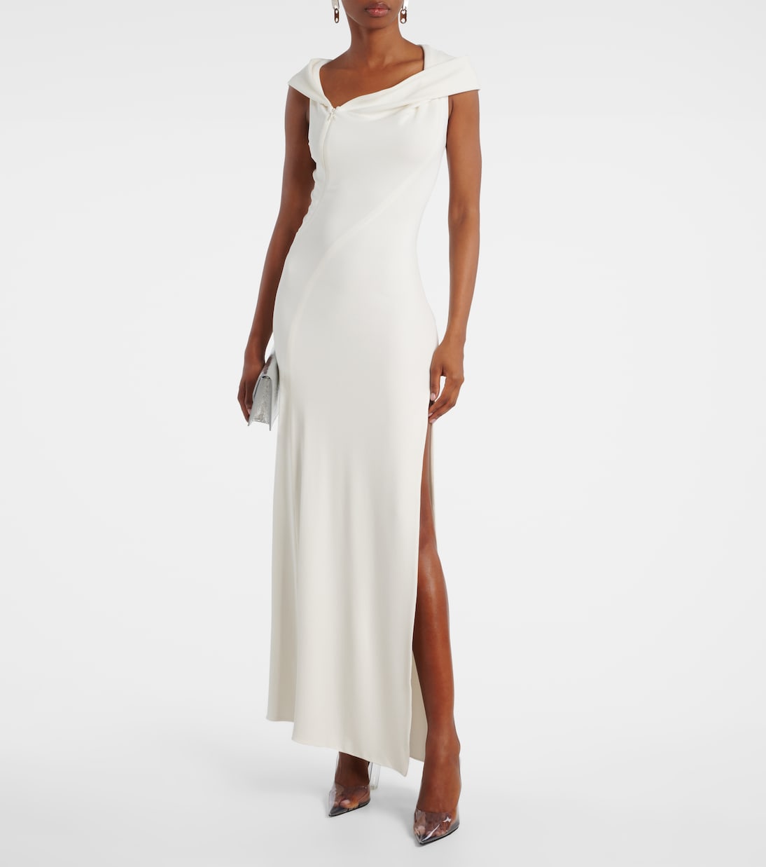 Hooded asymmetric jersey gown | Mugler