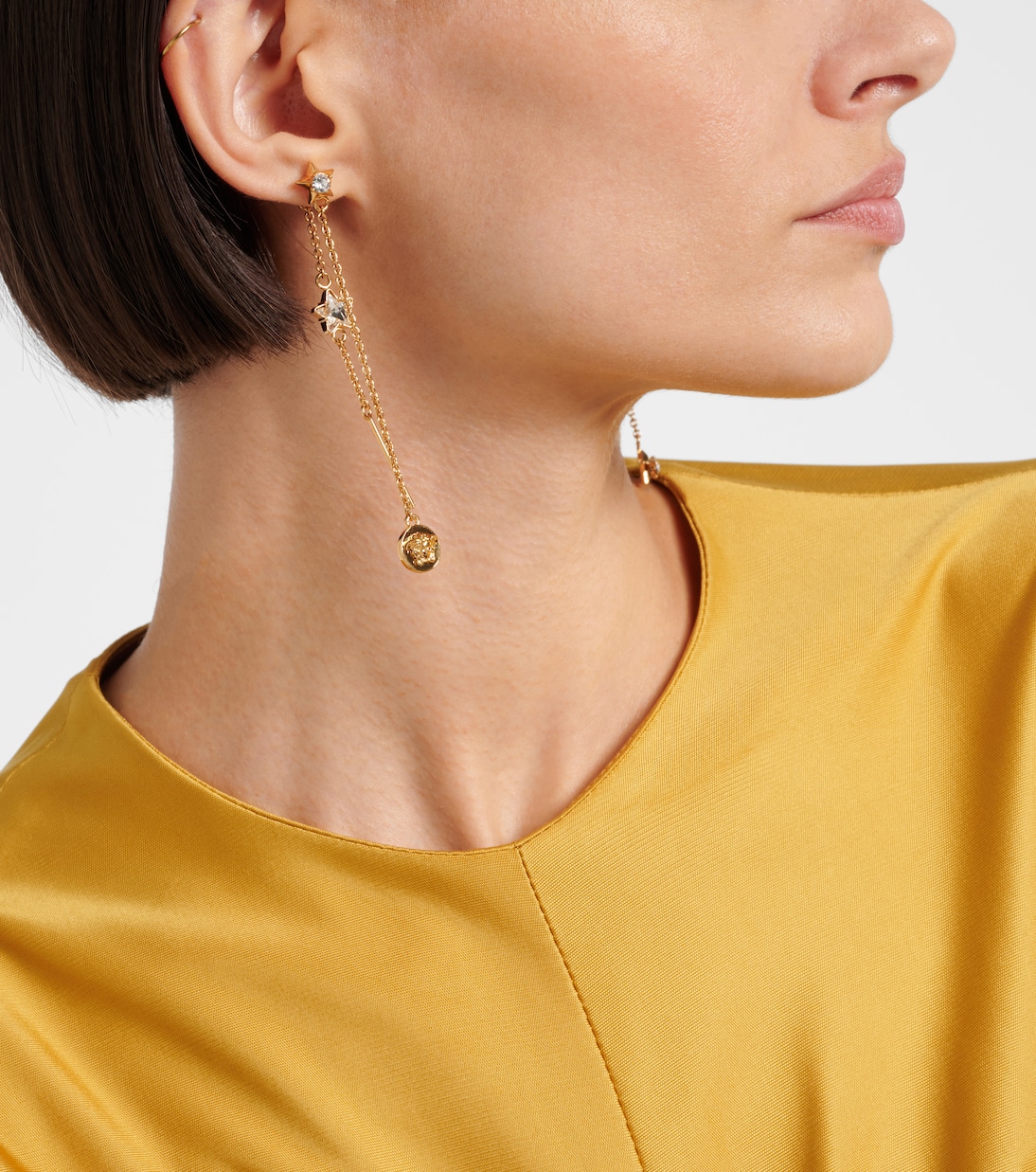 Medusa crystal-embellished drop earrings | Versace