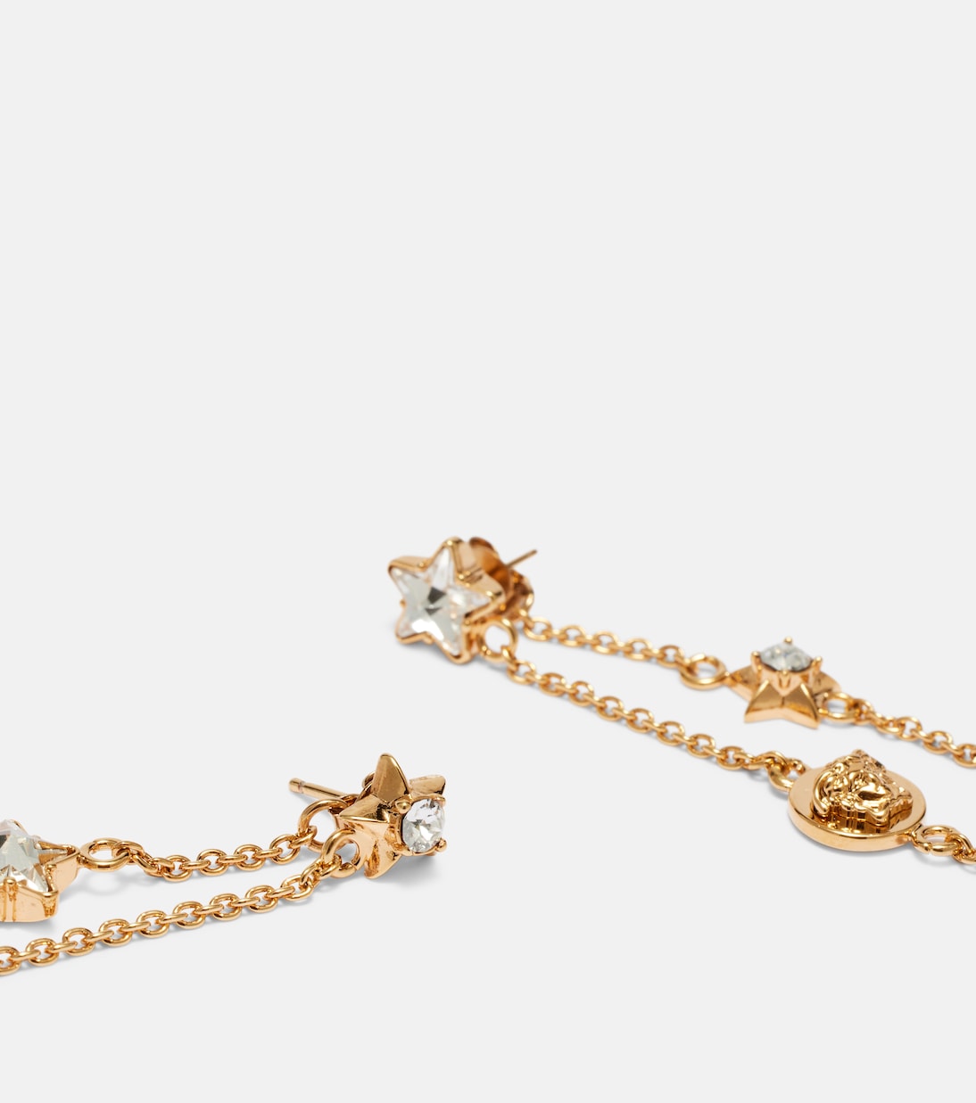 Medusa crystal-embellished drop earrings | Versace
