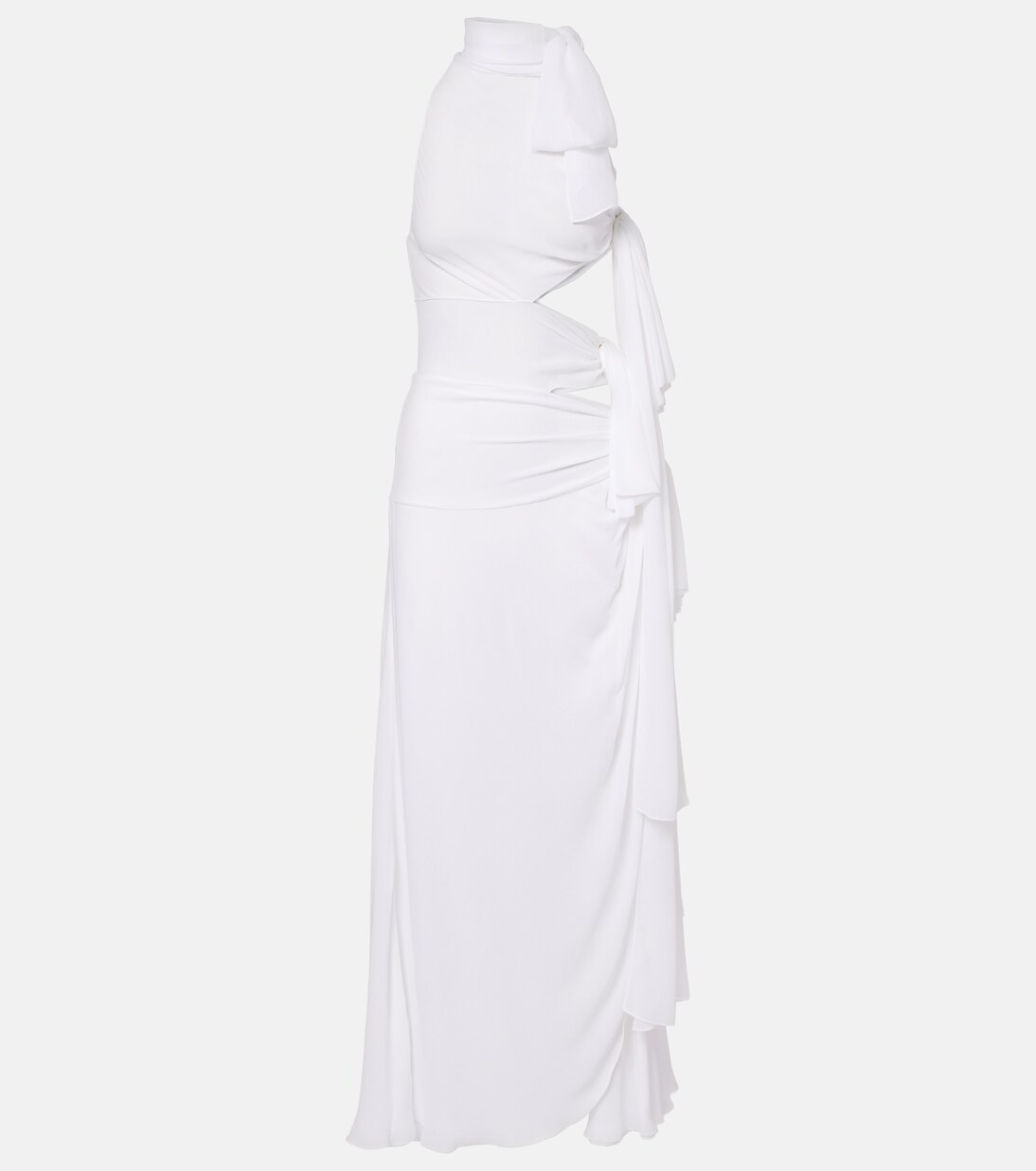 不对称蝴蝶结细节乔其纱加长连衣裙 | Alaïa