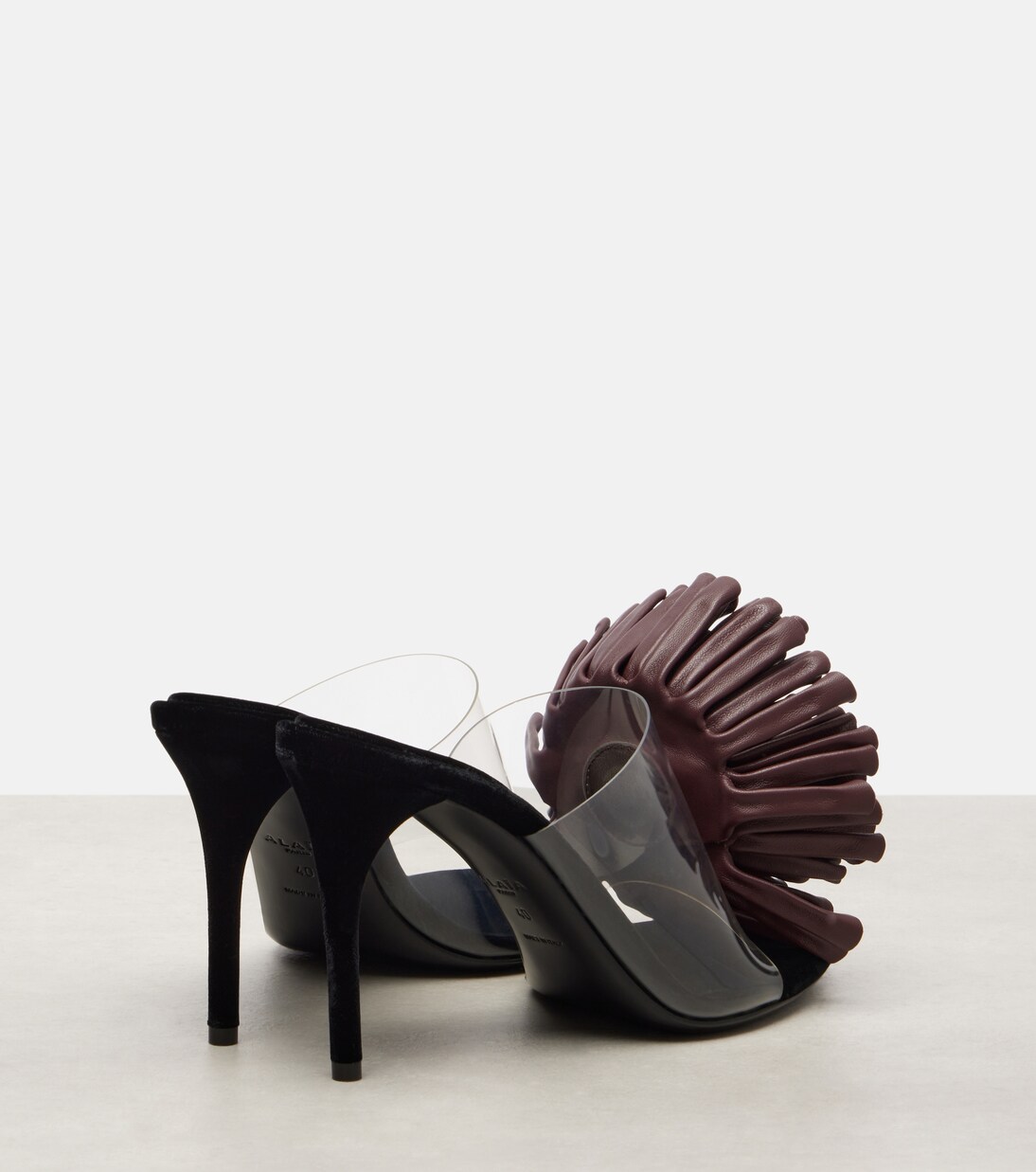 Dahlia 90 asymmetric floral-appliqué mules | Alaïa