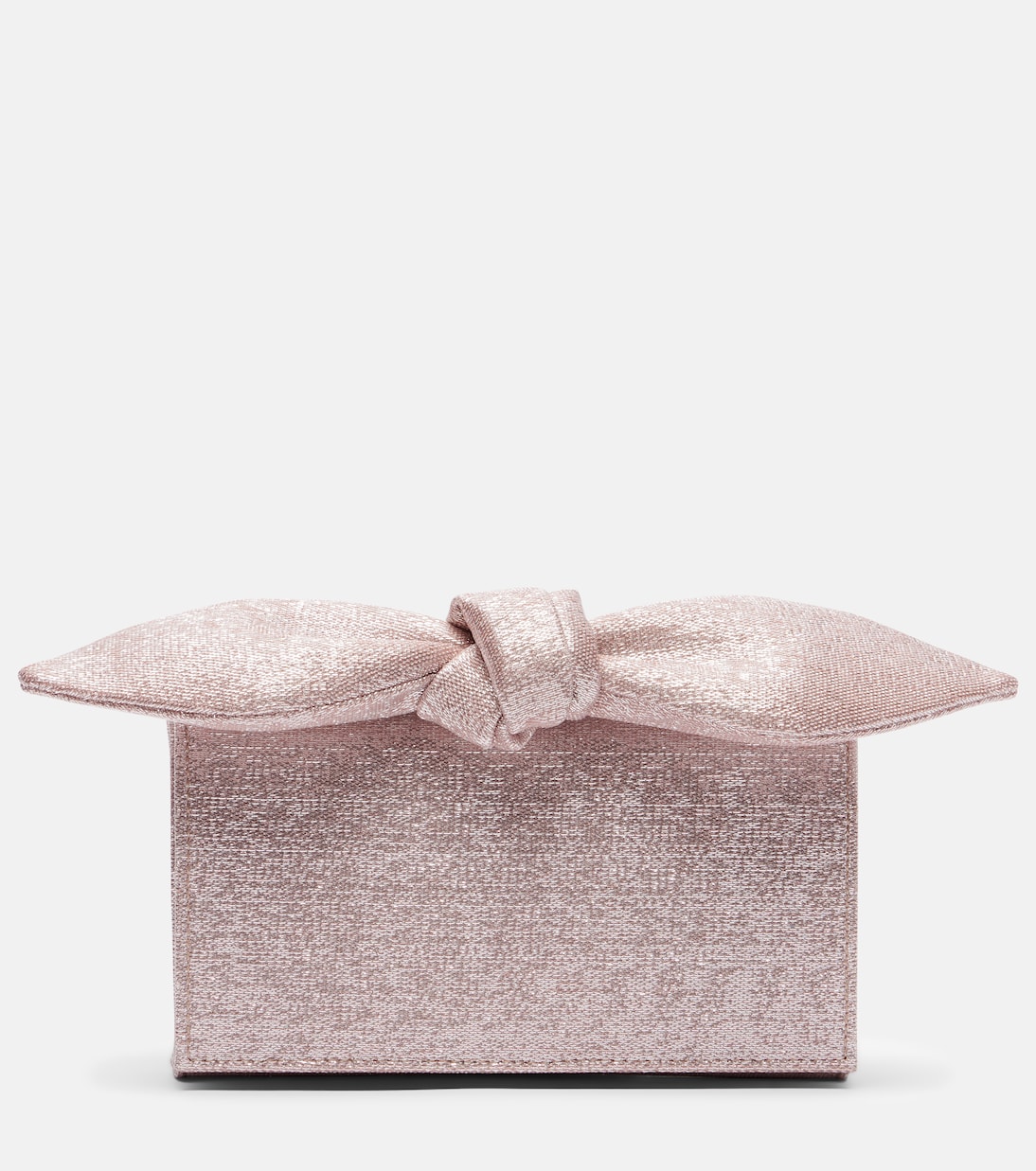 Bow Tie Mini metallic-effect twill clutch | Aquazzura