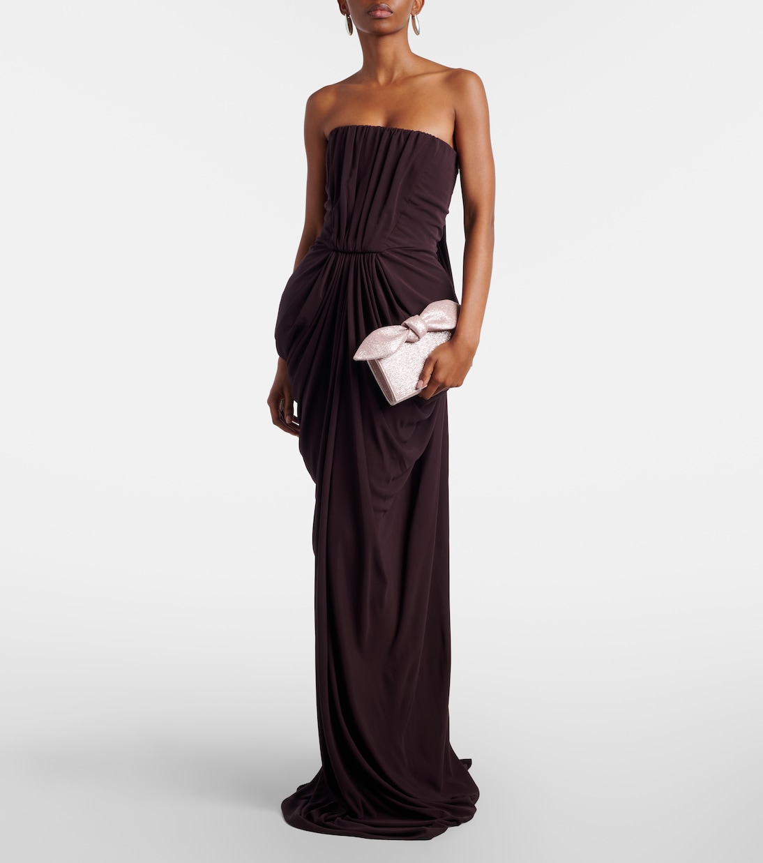 Bow Tie Mini metallic-effect twill clutch | Aquazzura