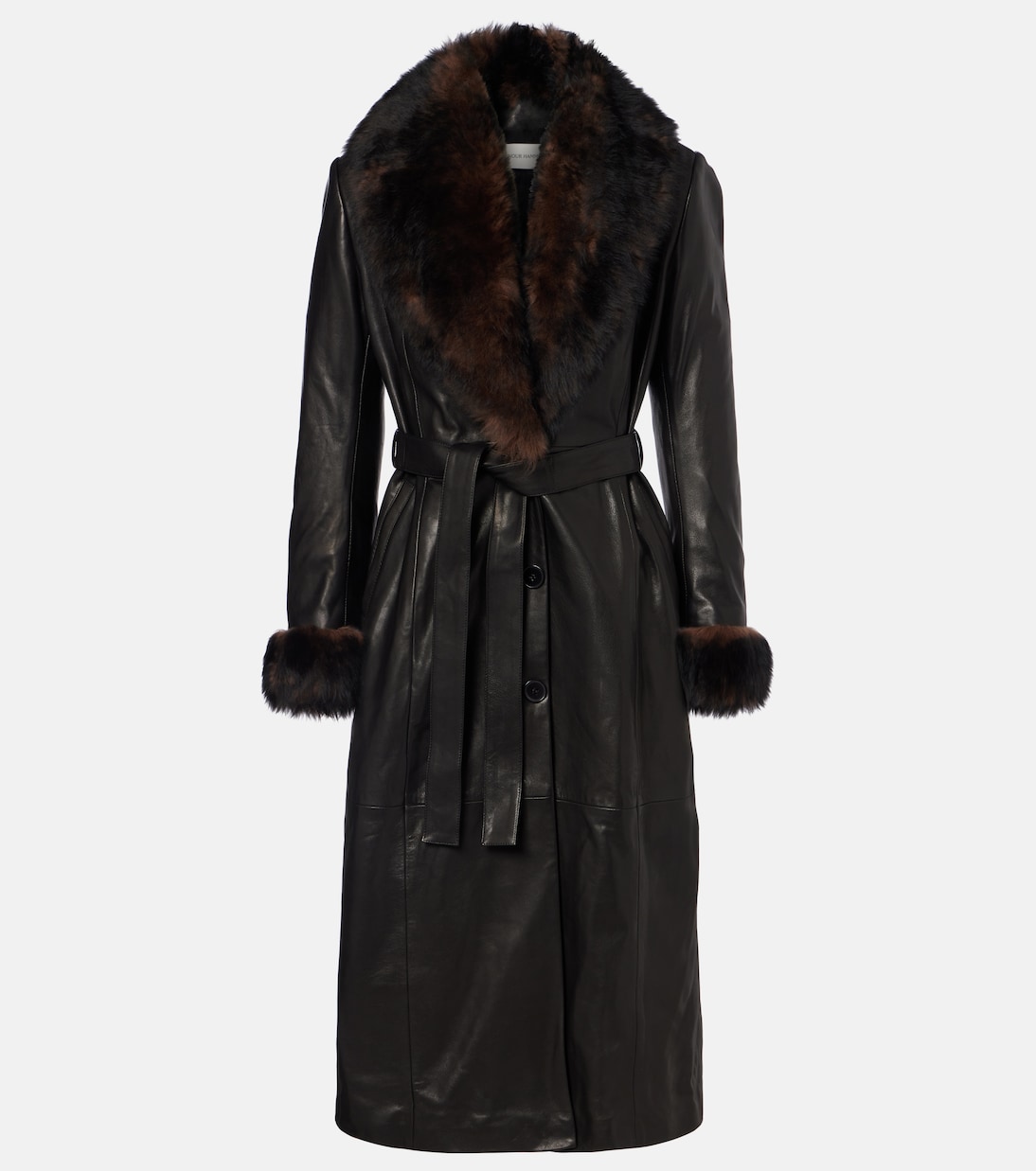 Baez shearling-trimmed leather coat | Nour Hammour