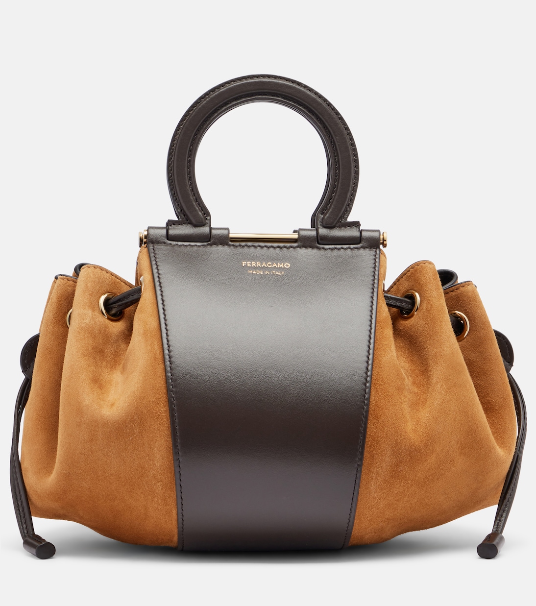 Bucket-Bag Gancio Small aus Veloursleder | Ferragamo