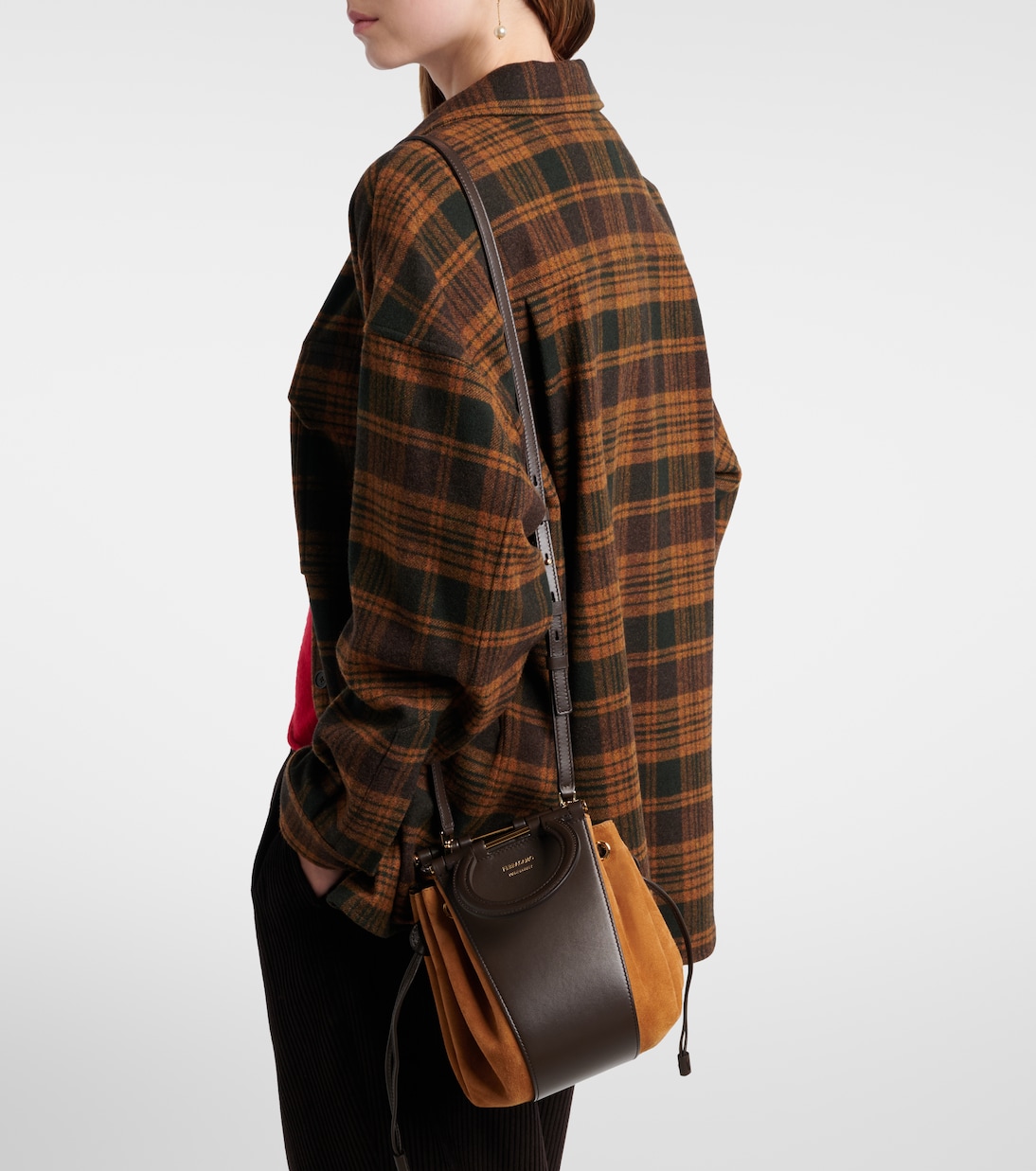 Bucket-Bag Gancio Small aus Veloursleder | Ferragamo