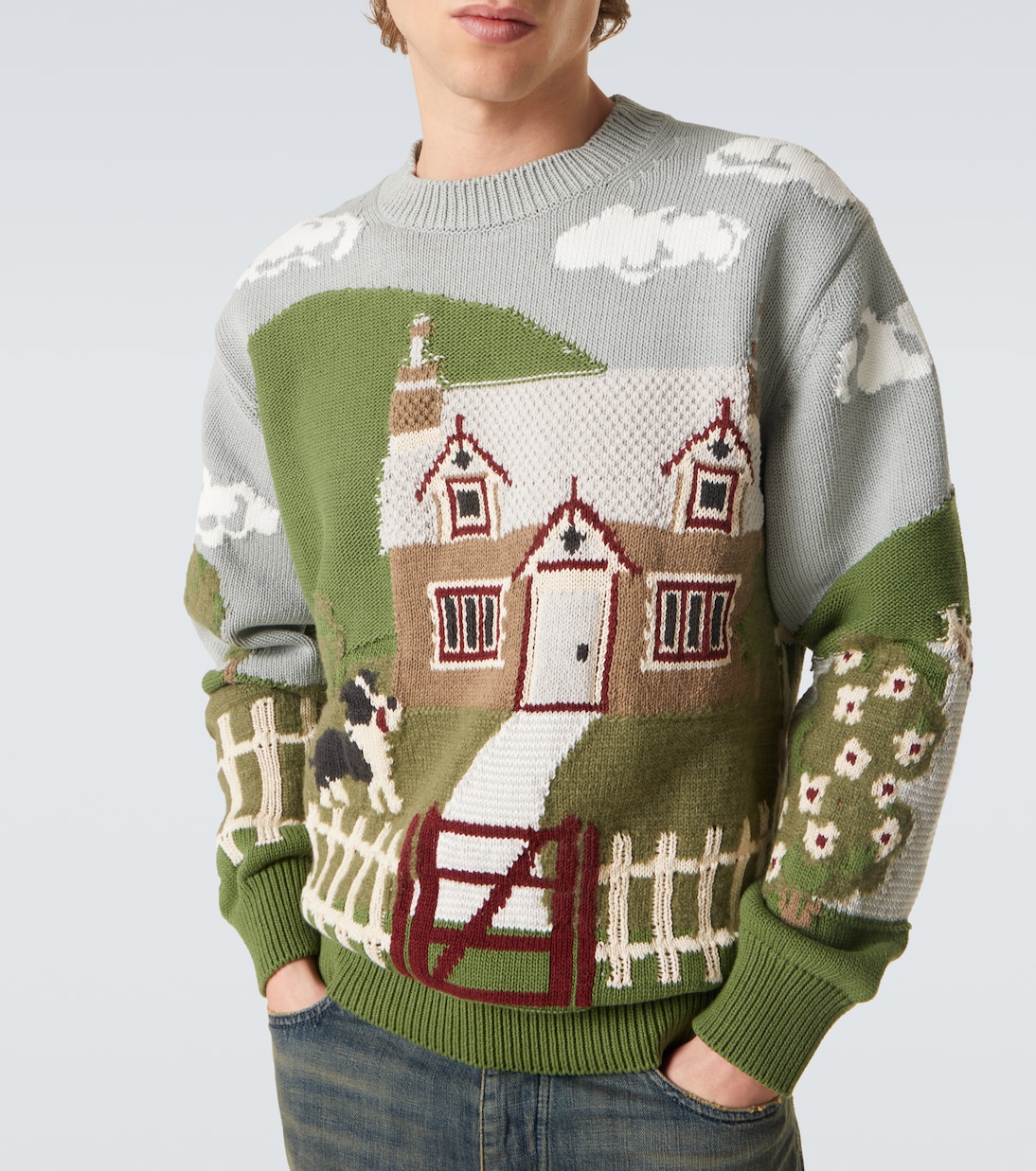 Intarsia cotton and wool sweater | Junya Watanabe