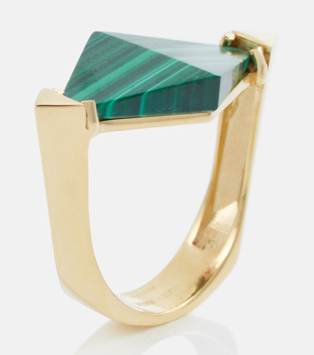 Deco Rombo 9kt gold ring with malachite | Aliita