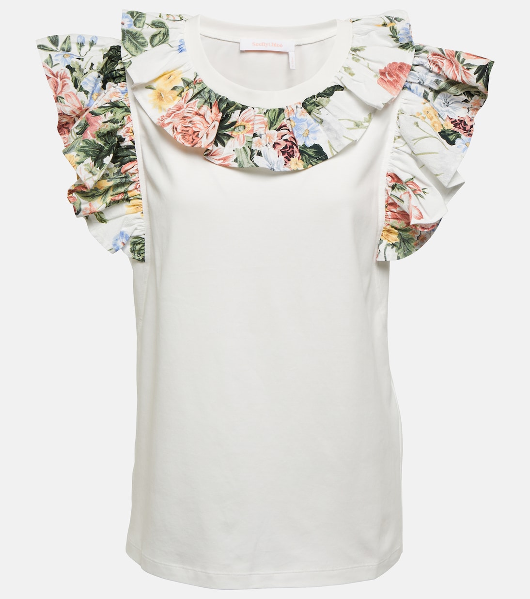 Ruffle-trimmed cotton top | See By Chloé