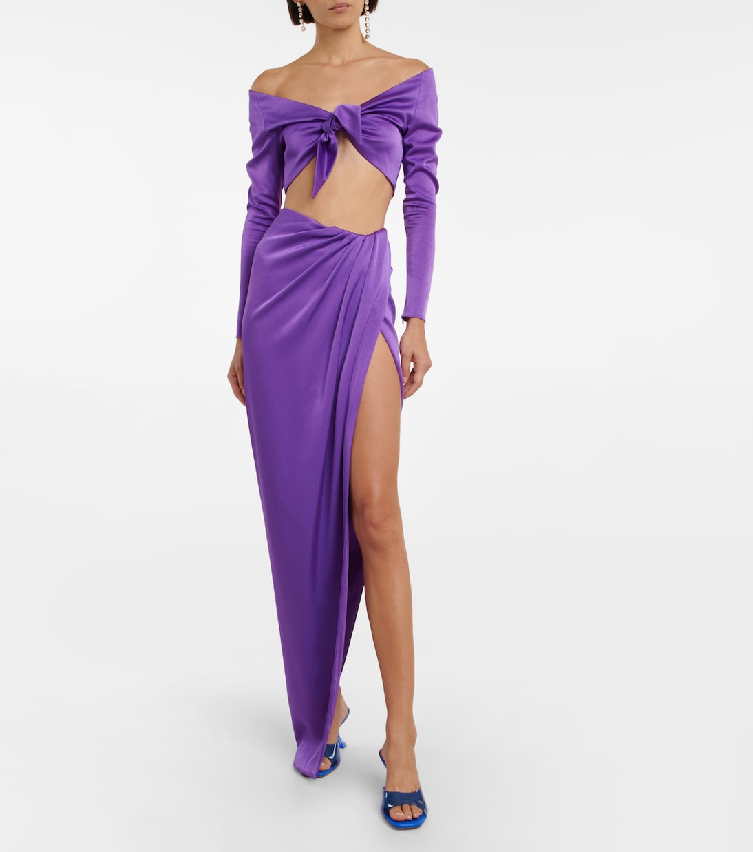 Ford off-shoulder satin crop top | Alex Perry
