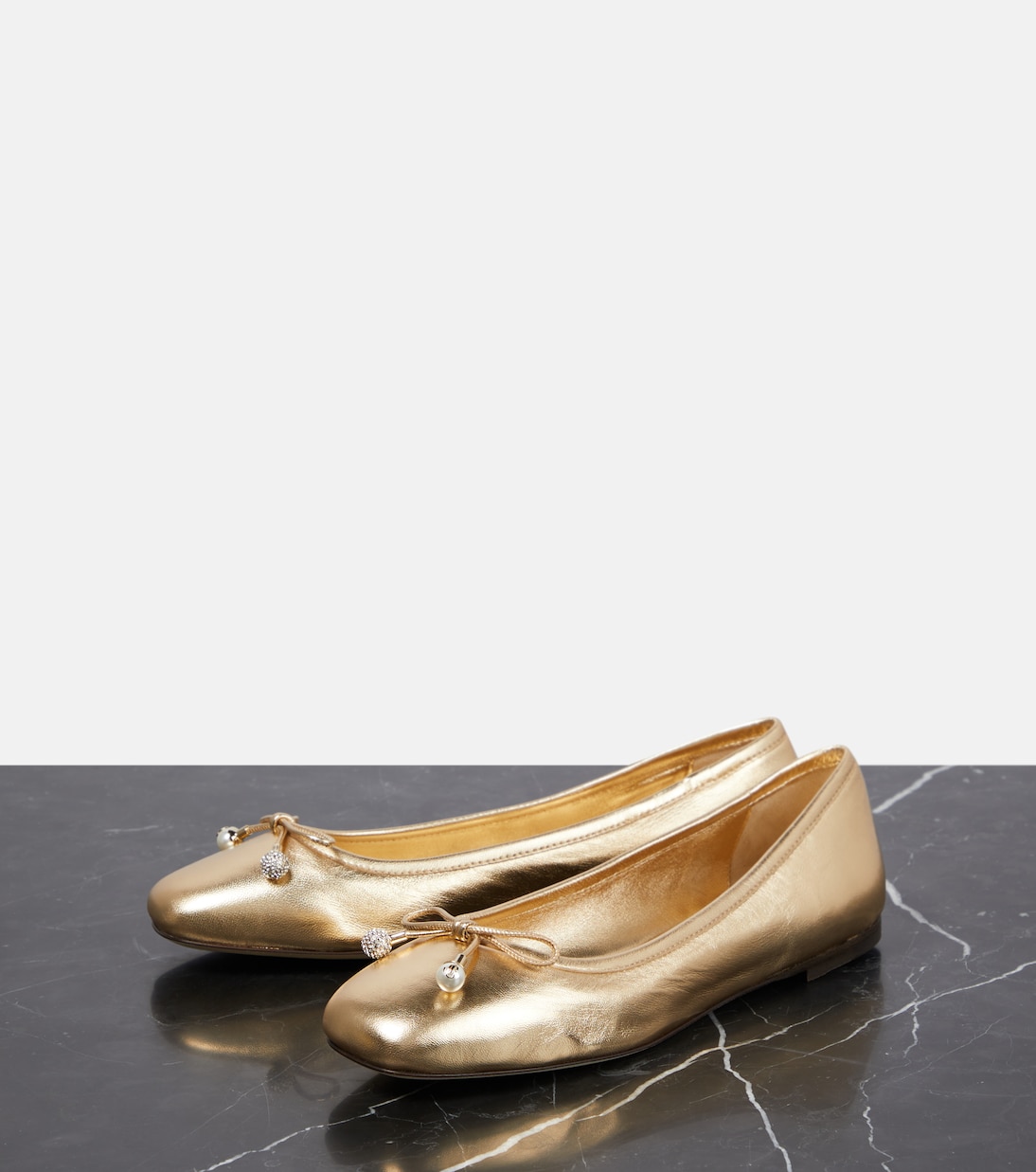 Ballerinas Elme aus Metallic-Leder | Jimmy Choo