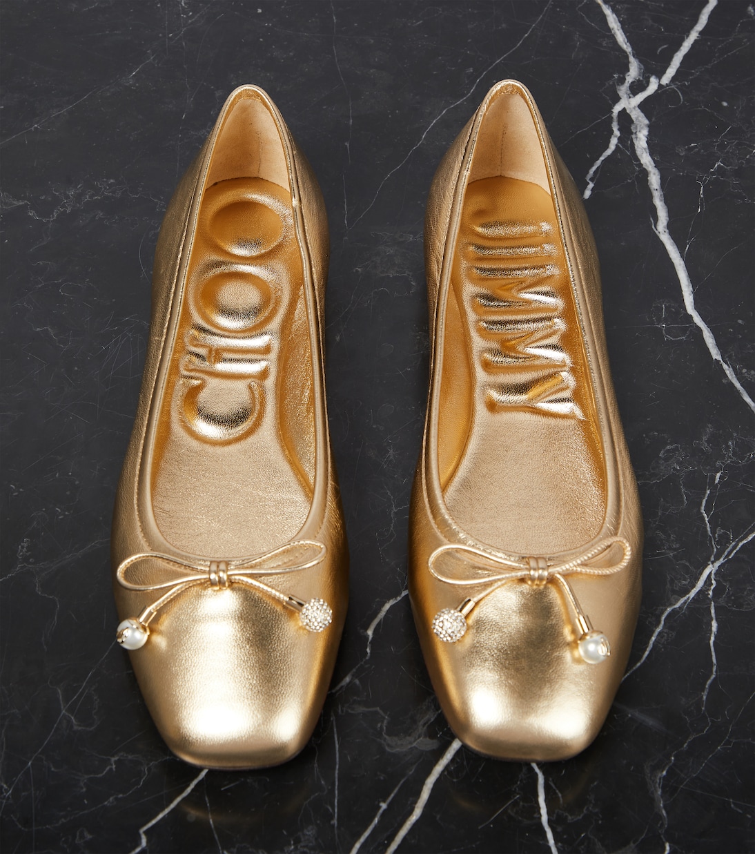 Ballerinas Elme aus Metallic-Leder | Jimmy Choo