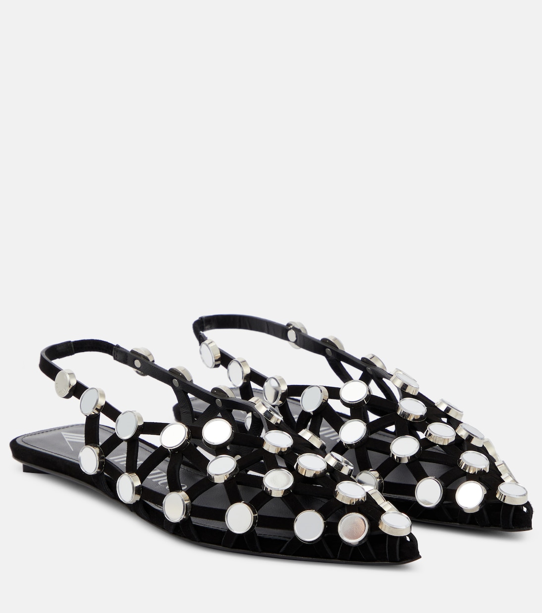 Grid embellished suede ballet flats | The Attico
