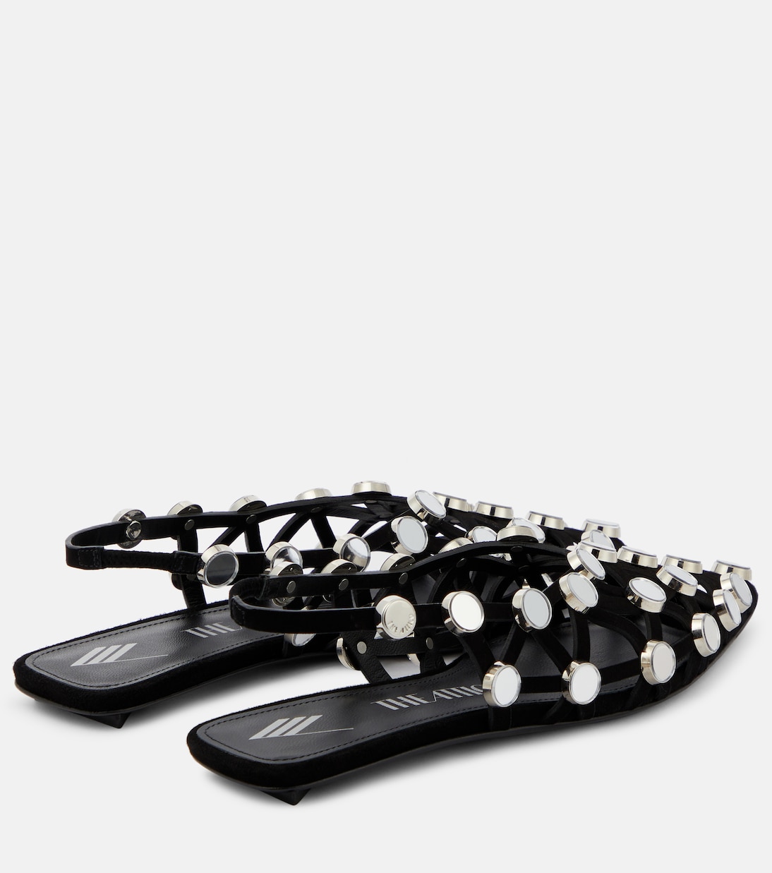 Grid embellished suede ballet flats | The Attico