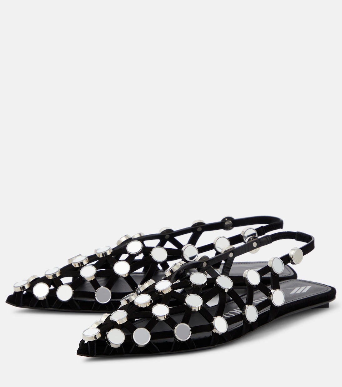 Grid embellished suede ballet flats | The Attico