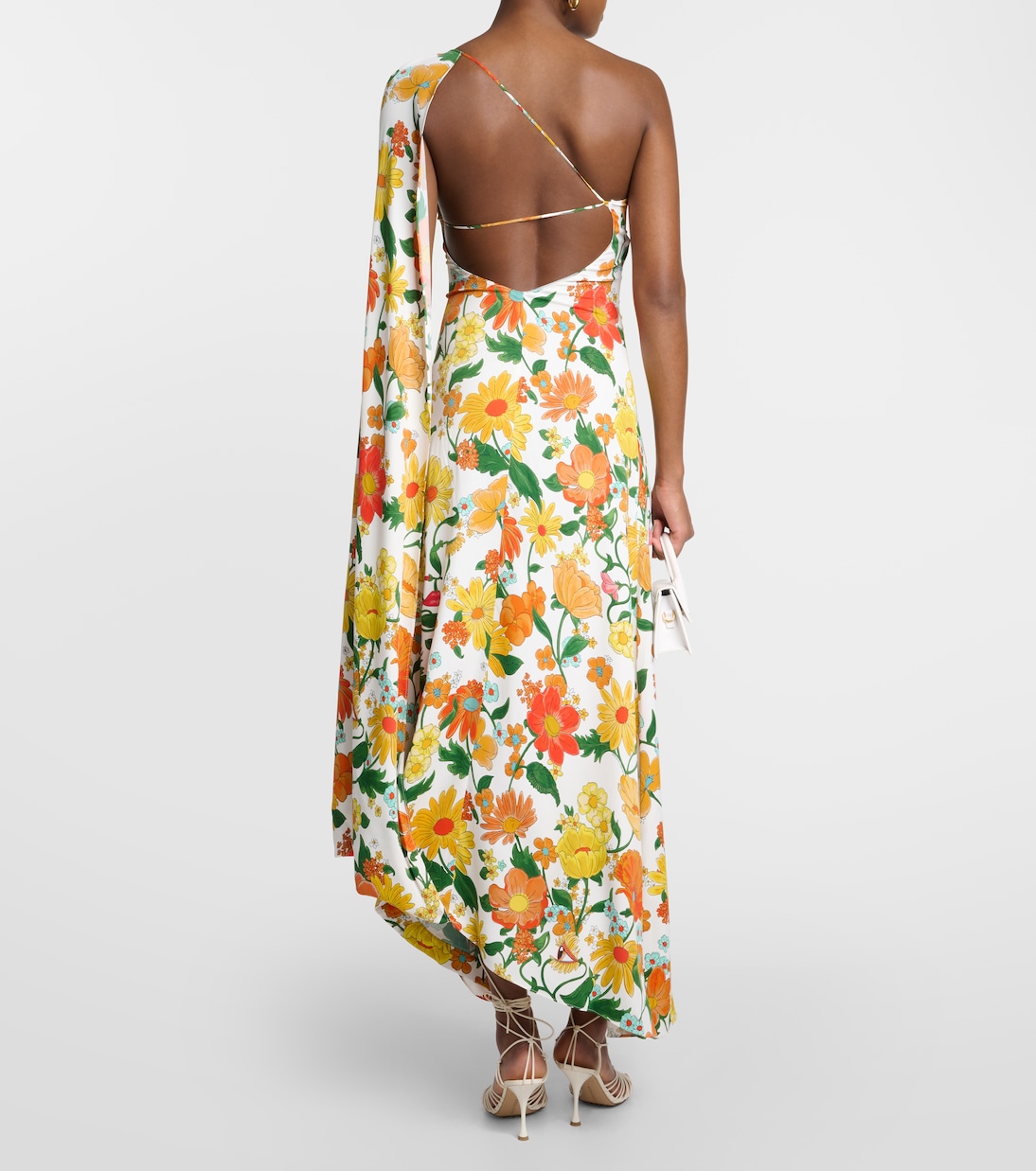 Caped one-shoulder cady gown | Stella McCartney
