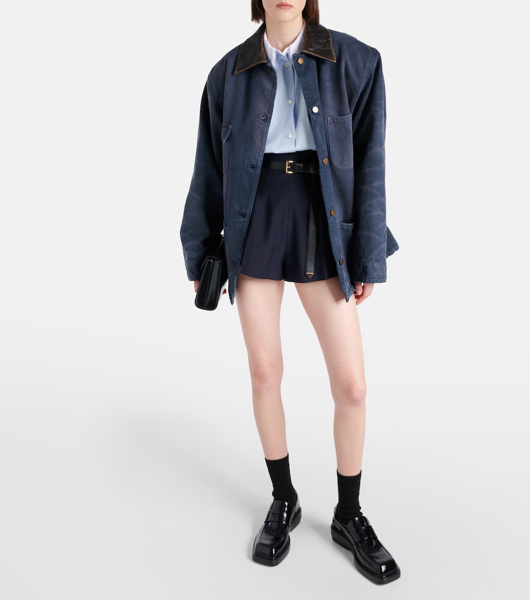 High-rise wool and mohair shorts | Prada