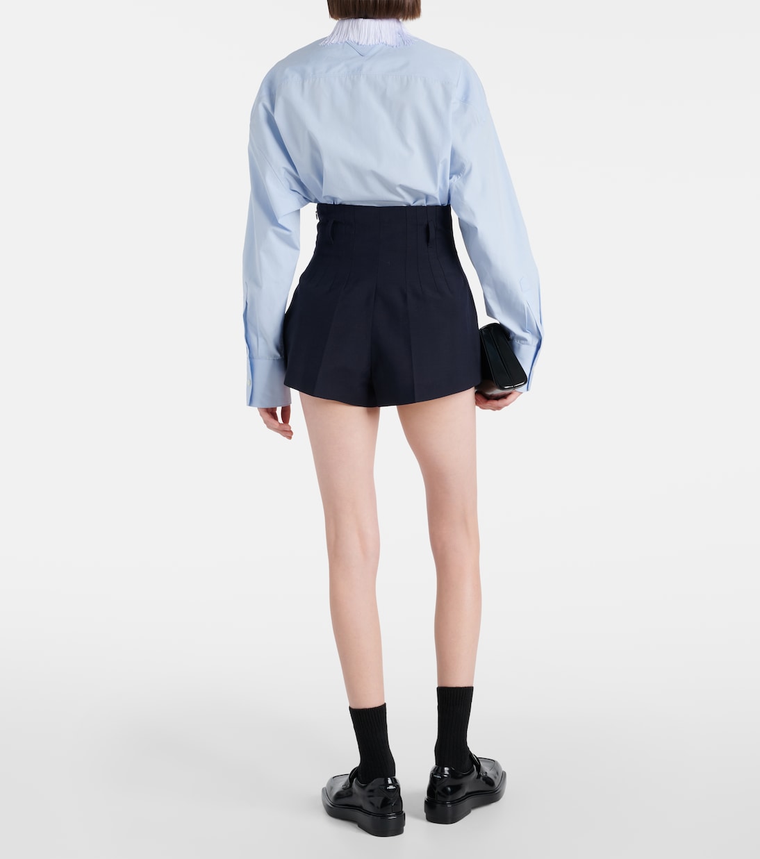 High-rise wool and mohair shorts | Prada