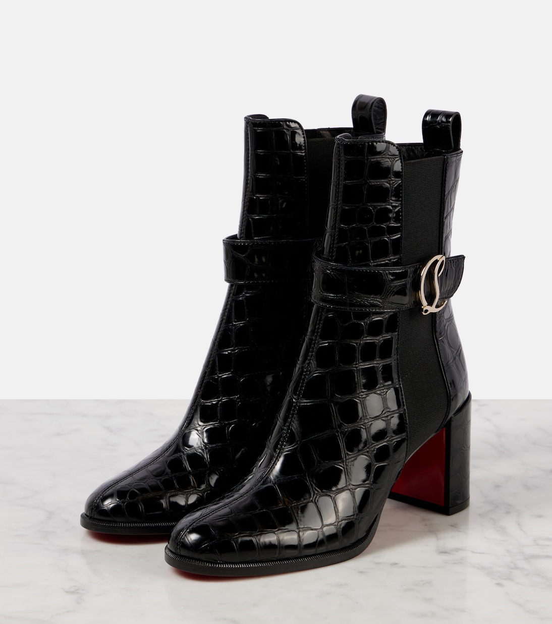 CL croc-effect leather ankle boots | Christian Louboutin
