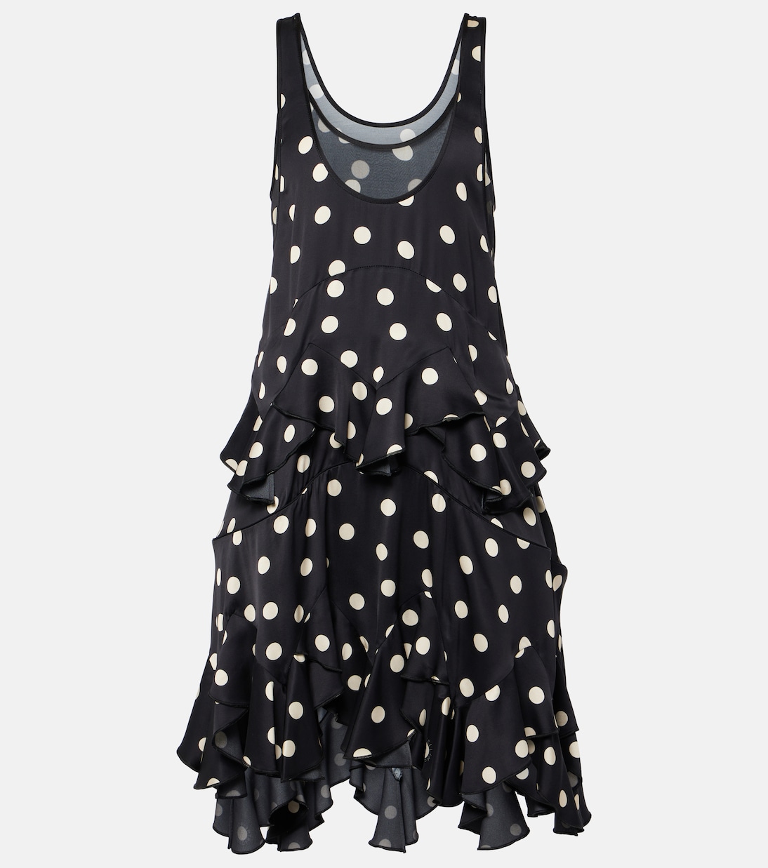 Polka-dot tiered silk-trimmed midi dress | Stella McCartney