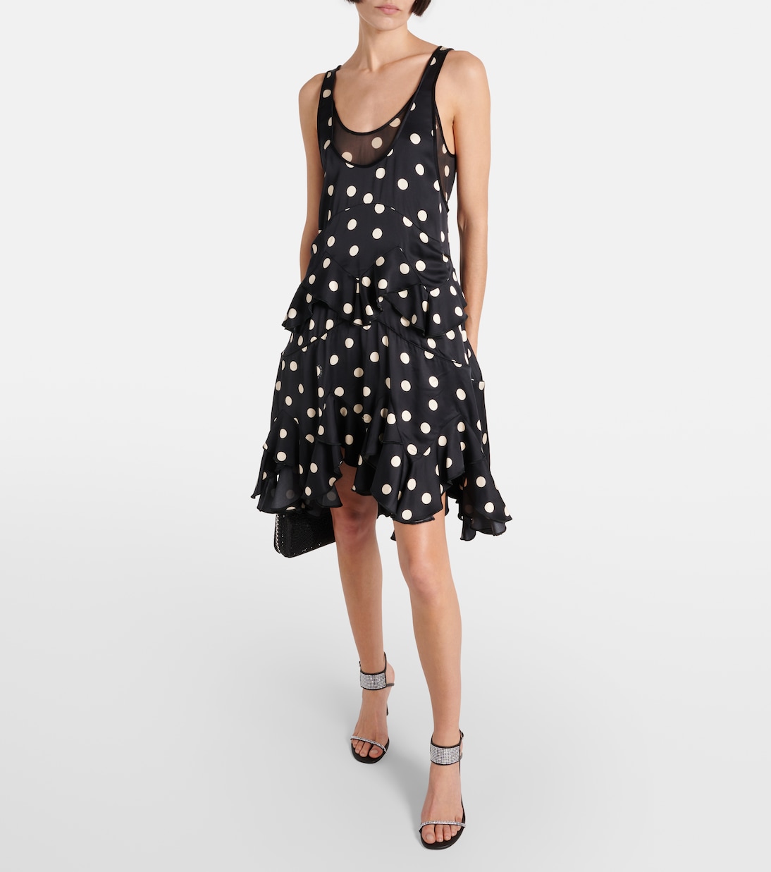Polka-dot tiered silk-trimmed midi dress | Stella McCartney