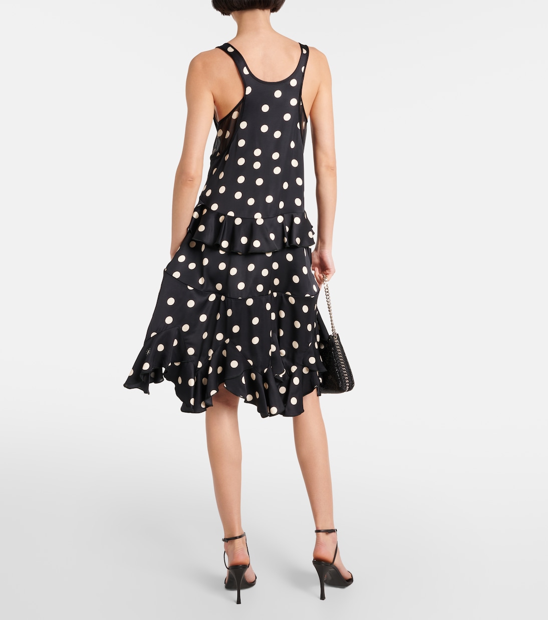 Polka-dot tiered silk-trimmed midi dress | Stella McCartney