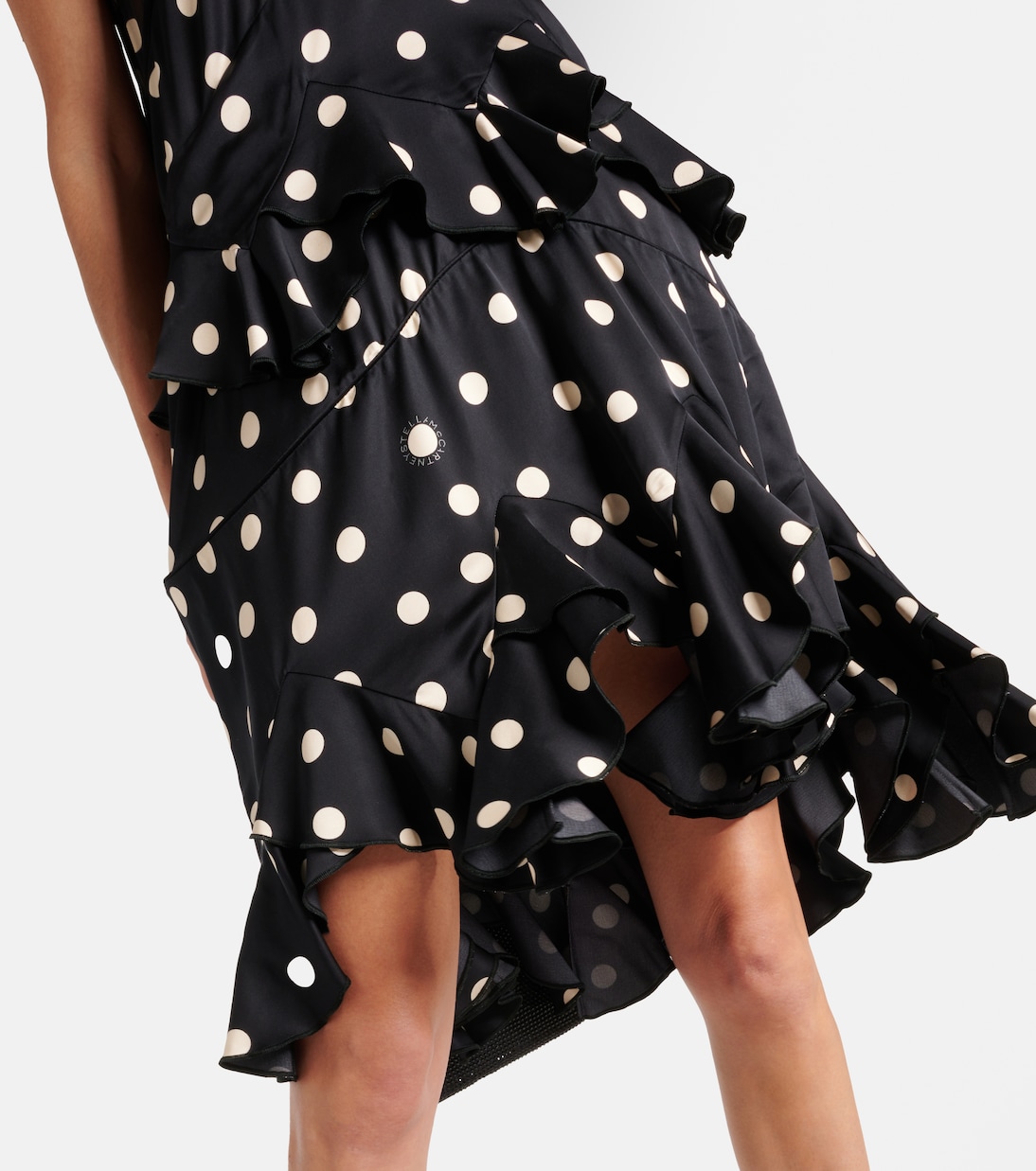 Polka-dot tiered silk-trimmed midi dress | Stella McCartney