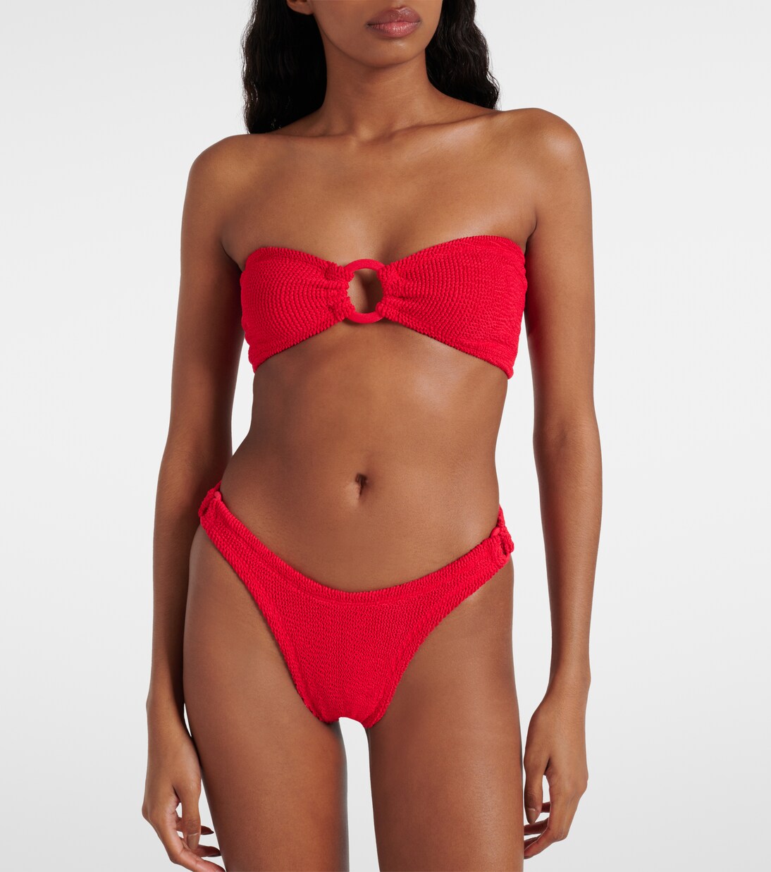 Gloria ring detail strapless bikini in red Hunza G Mytheresa