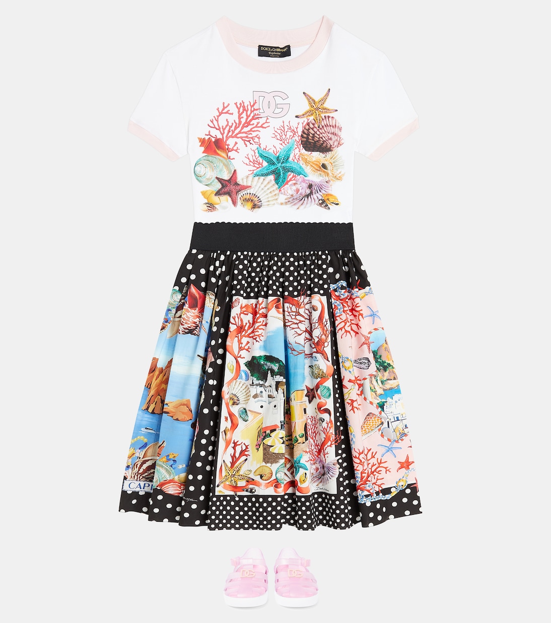 Camiseta Capri DG de algodón estampada | Dolce&Gabbana Kids