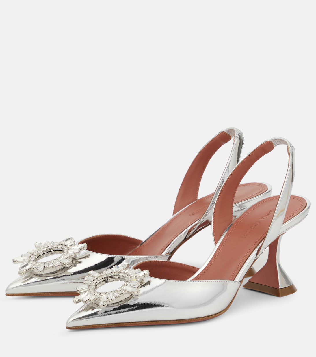 Pumps slingback Begum 70 in pelle metallizzata | Amina Muaddi