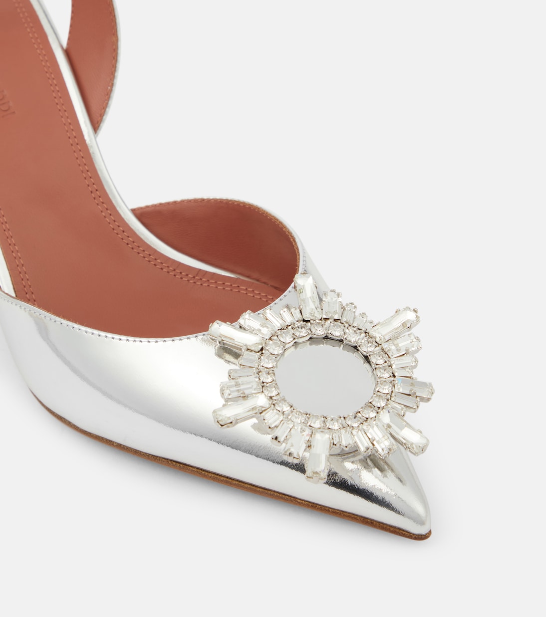 Pumps slingback Begum 70 in pelle metallizzata | Amina Muaddi